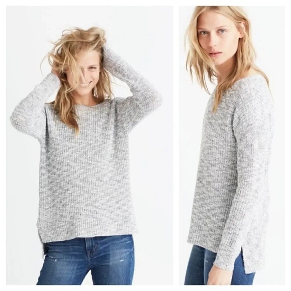 MADEWELL Eastbank Pullover Sweater Gray Ribbed Sid